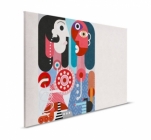 Obraz na plátně – kubistická dvojice abstraktních portrétů s výraznými barevnými bloky a geometrický