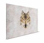 Obraz na plátně – geometrická vlčí hlava v minimalistickém stylu na neutrálním pozadí
