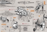 Fototapeta Star Wars - Hvězdné války,  plány X-Wing Fighter, Millennium Falcon, BB-8 a Speederu