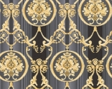 Zámecká tapeta Hermitage zlatá černá velké barokní vzory