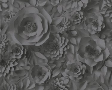 Tapeta na zeď, PINTWALLS, květy šedá